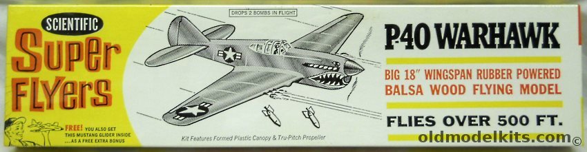 Scientific P-40 Warhawk Drops Bombs in Flight / With P-51D Mustang Glider - 18 Inch Wingspan Flying Aircraft, 152-100 plastic model kit